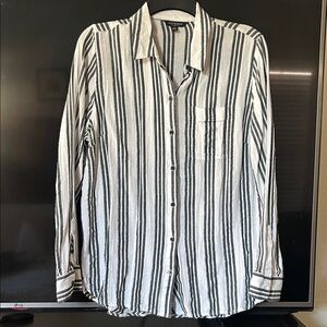 Lucky Brand Monochrome Striped Button-Down Shirt